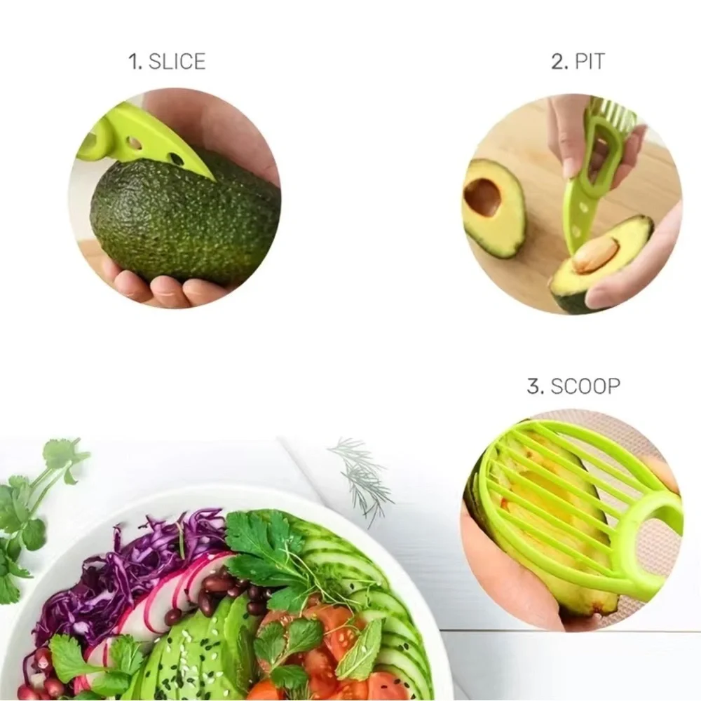 3-in-1 New Avocado Slicer Tool – Hassle-Free Cutting, Pitting & Slicing!